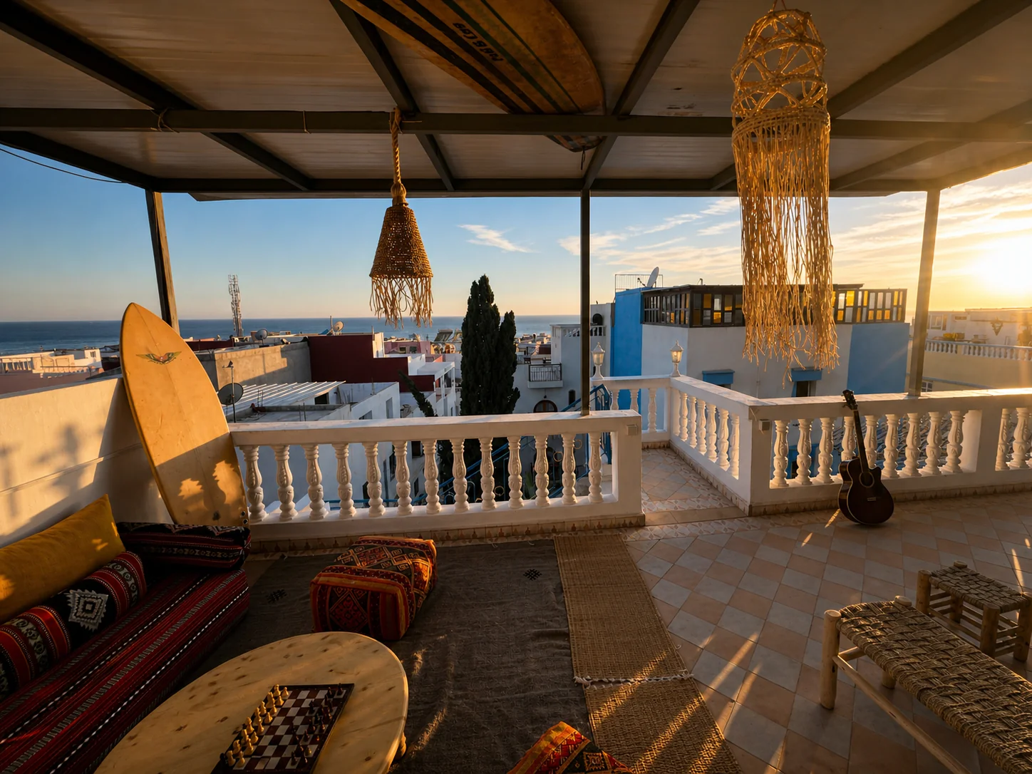 View from the rooftop at Nomad Surf Camp in Tamraght